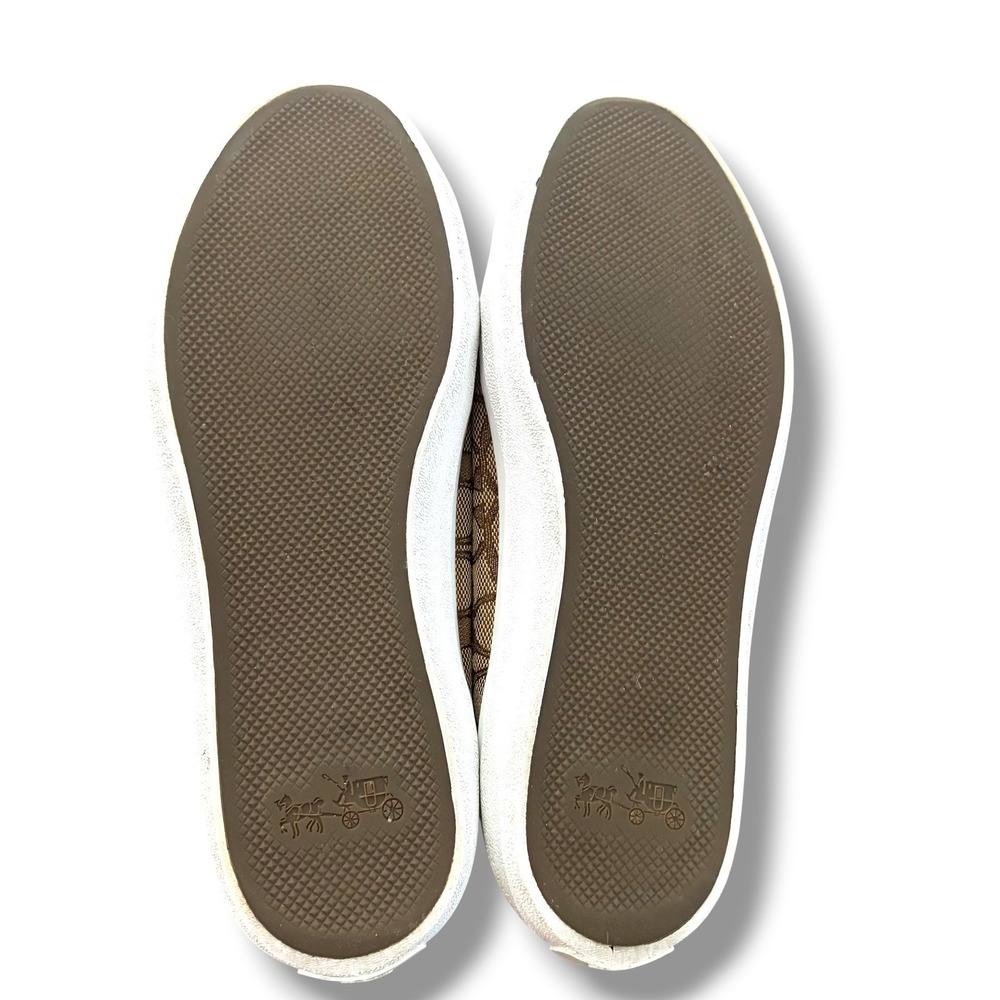 Coach Signature Jacquard Empire Low Top Sneakers Khaki Brown Monogram Shoes - Picture 9 of 10